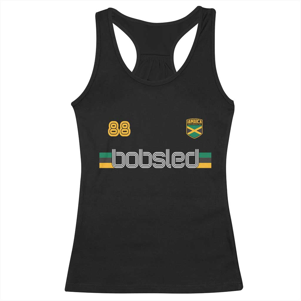 Jamaica Bobsled 1988 Sports Jersey Style Racerback Tank Top Retro Winter Games Team Island Jamaican Pride TS02 Black Print Your Wear