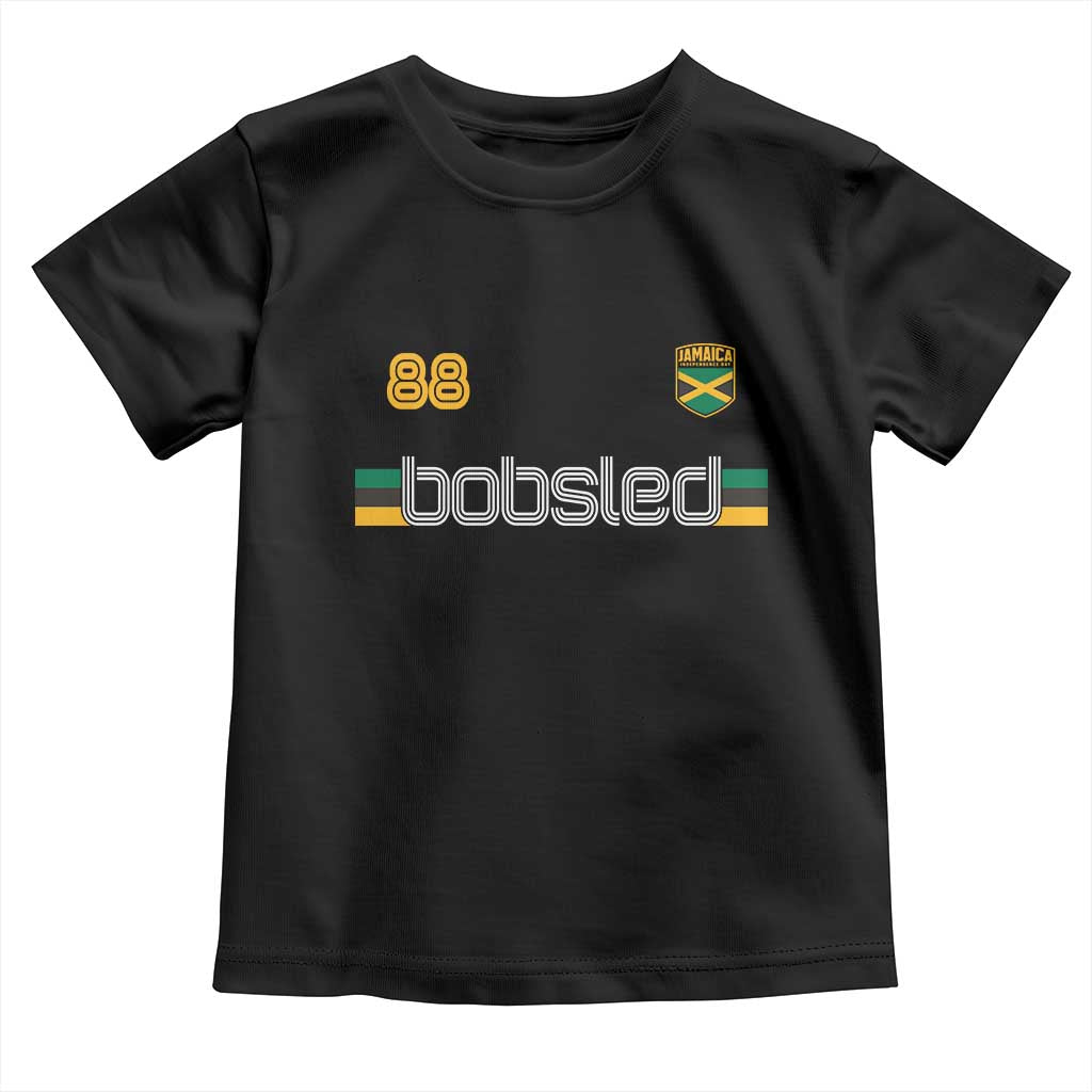 Jamaica Bobsled 1988 Sports Jersey Style Toddler T Shirt Retro Winter Games Team Island Jamaican Pride TS02 Black Print Your Wear