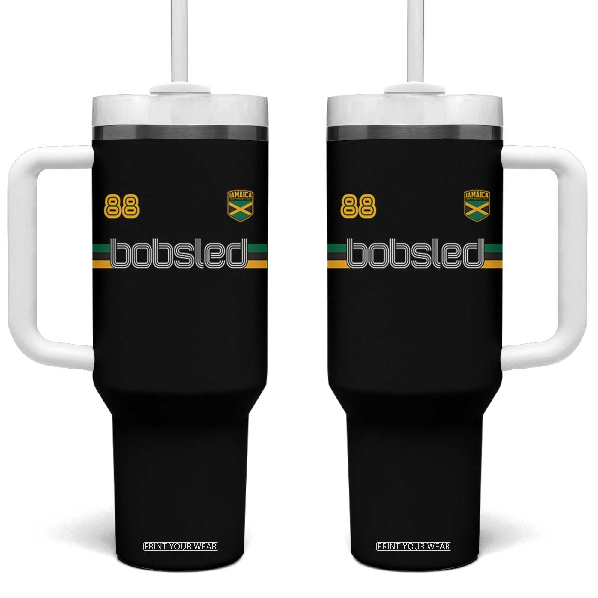 Jamaica Bobsled 1988 Sports Jersey Style Tumbler With Handle Retro Winter Games Team Island Jamaican Pride