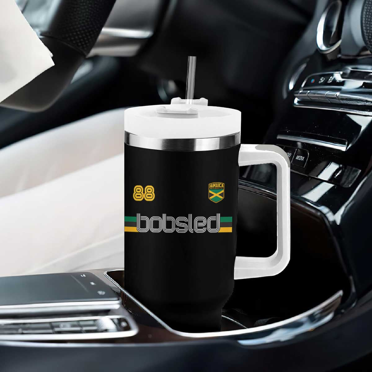 Jamaica Bobsled 1988 Sports Jersey Style Tumbler With Handle Retro Winter Games Team Island Jamaican Pride