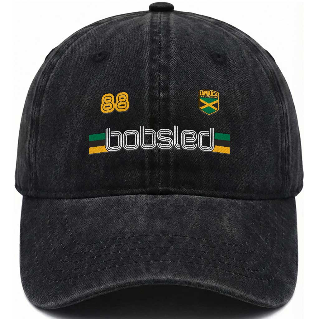 Jamaica Bobsled 1988 Sports Jersey Style Washed Cotton Baseball Cap Retro Winter Games Team Island Jamaican Pride TS02 Print Your Wear