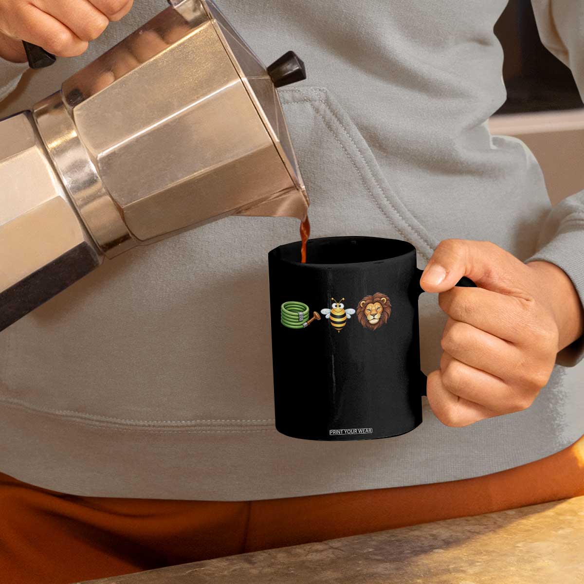 Hose Bee Lion Meme Slang Funny Wordplay Pun Graphic Coffee Mug
