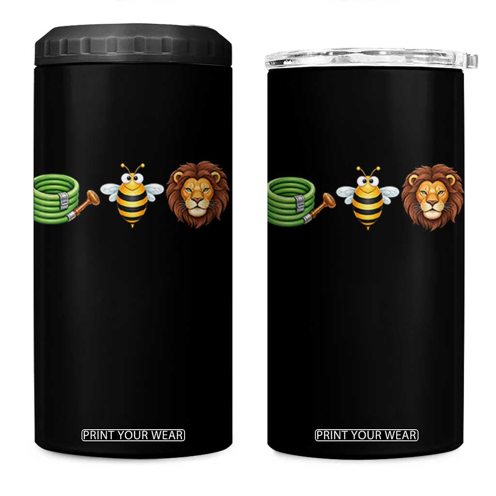 Hose Bee Lion Meme Slang Funny Wordplay Pun Graphic 4 in 1 Can Cooler Tumbler