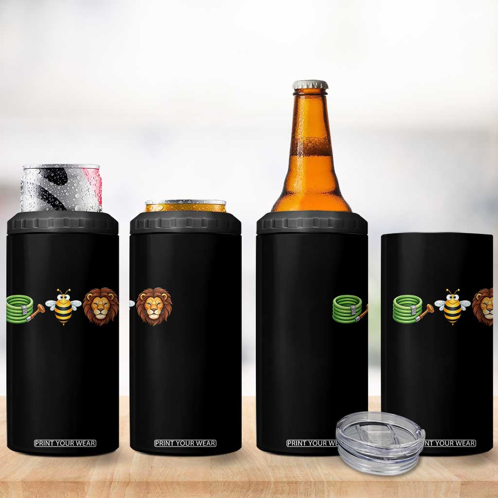 Hose Bee Lion Meme Slang Funny Wordplay Pun Graphic 4 in 1 Can Cooler Tumbler