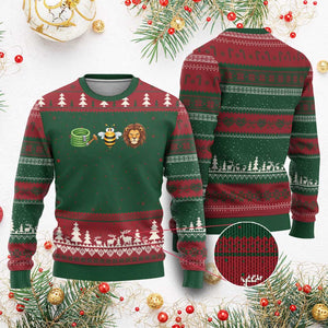 Hose Bee Lion Meme Slang Funny Wordplay Pun Graphic Ugly Christmas Sweater