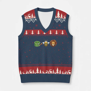 Hose Bee Lion Meme Slang Funny Wordplay Pun Graphic V-Neck Knit Sweater Vest