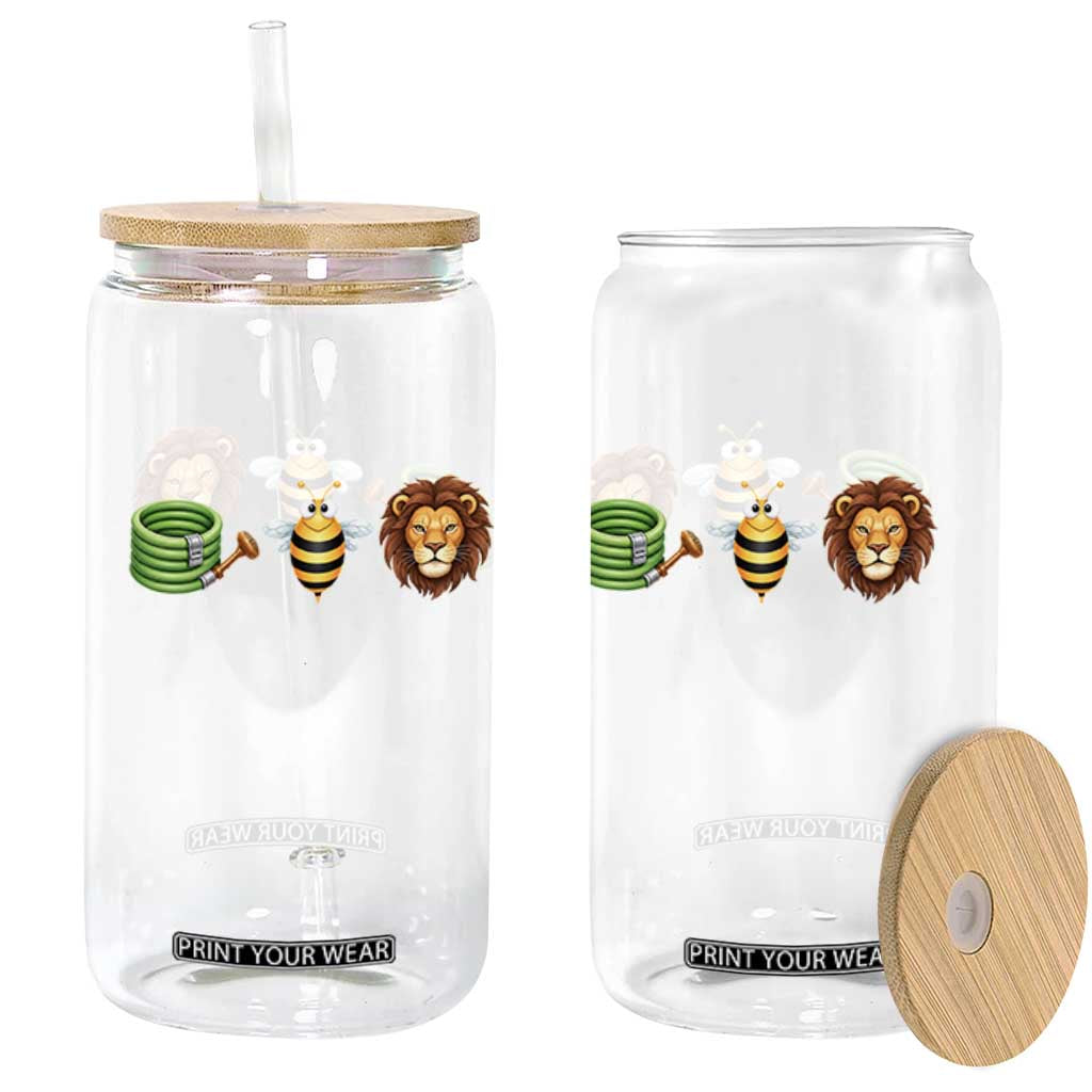 Hose Bee Lion Meme Slang Funny Wordplay Pun Graphic Glass Can