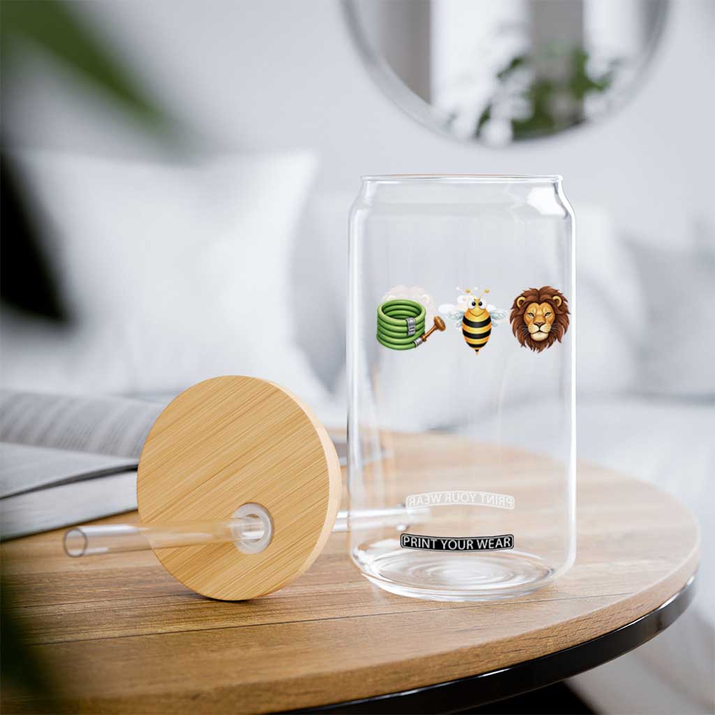 Hose Bee Lion Meme Slang Funny Wordplay Pun Graphic Glass Can