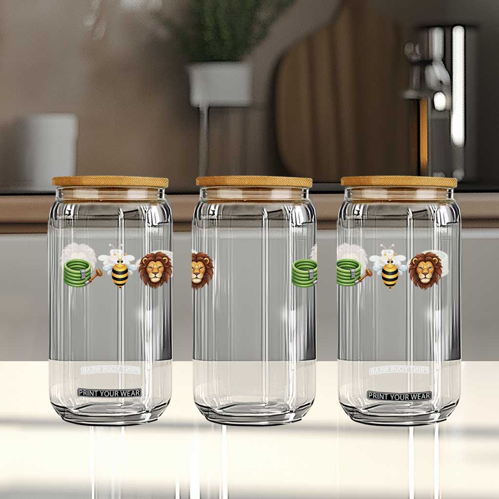 Hose Bee Lion Meme Slang Funny Wordplay Pun Graphic Glass Can