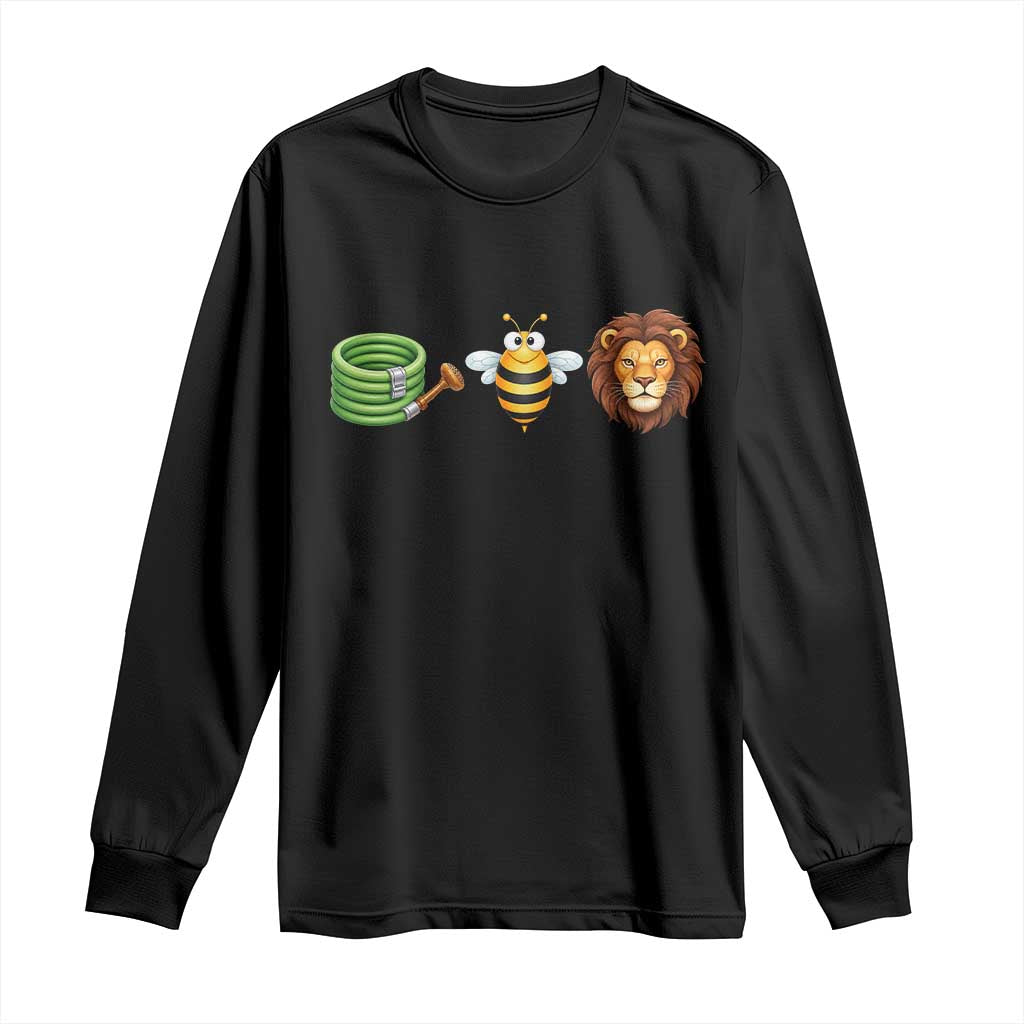 Hose Bee Lion Meme Slang Funny Wordplay Pun Graphic Long Sleeve Shirt TS02 Black Print Your Wear