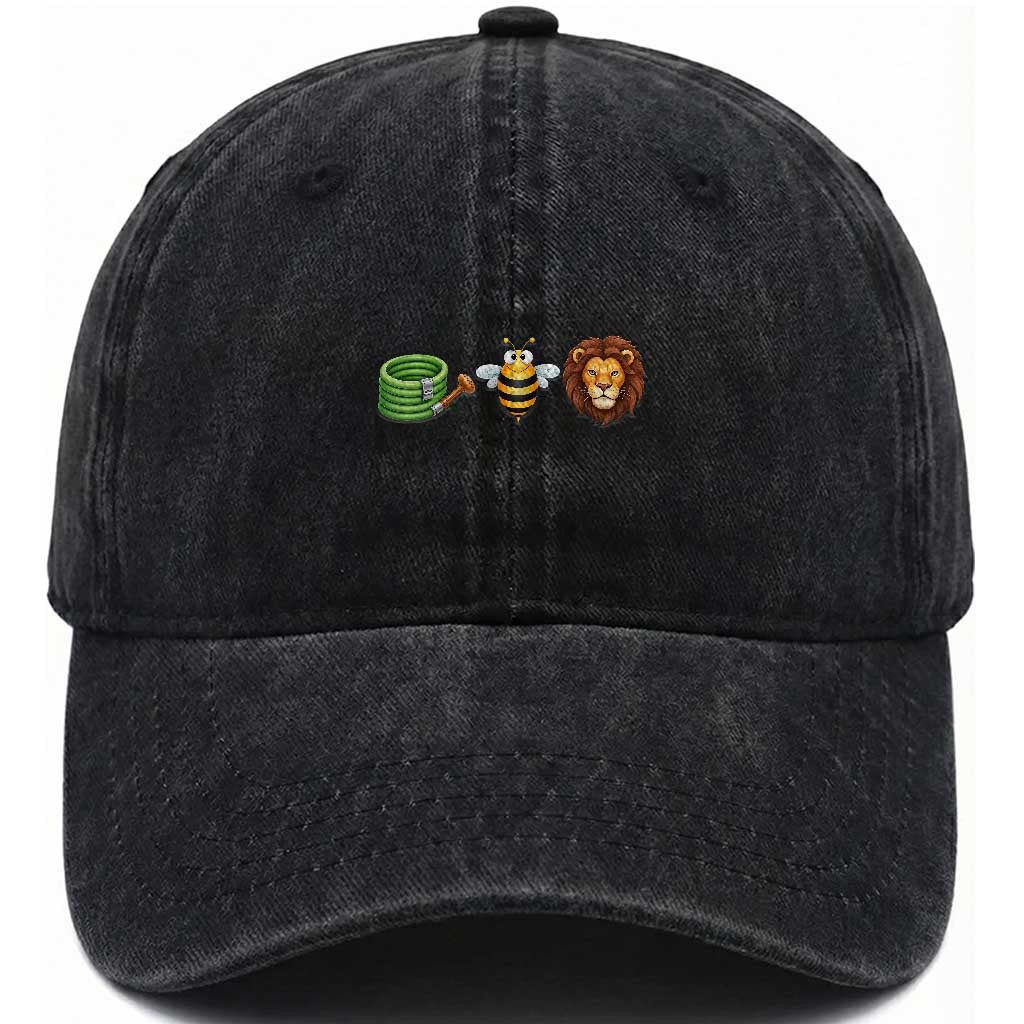 Hose Bee Lion Meme Slang Funny Wordplay Pun Graphic Washed Cotton Baseball Cap TS02 Print Your Wear