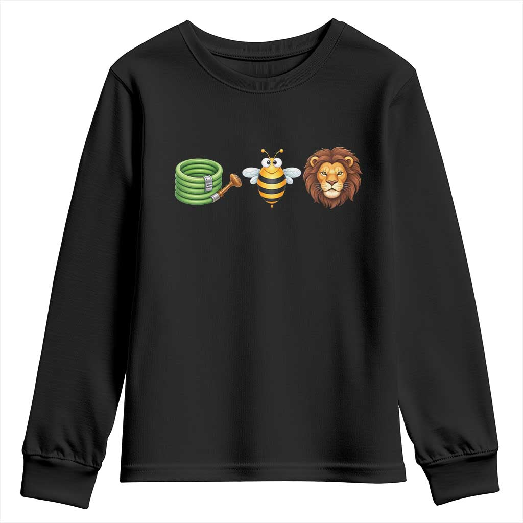 Hose Bee Lion Meme Slang Funny Wordplay Pun Graphic Youth Sweatshirt TS02 Black Print Your Wear