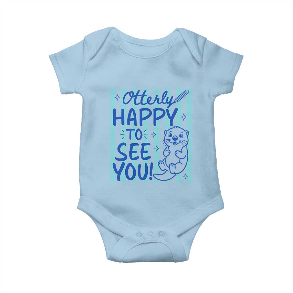 Cute Otter Pun Back To School Retro Preppy Baby Onesie Otterly Happy To See You