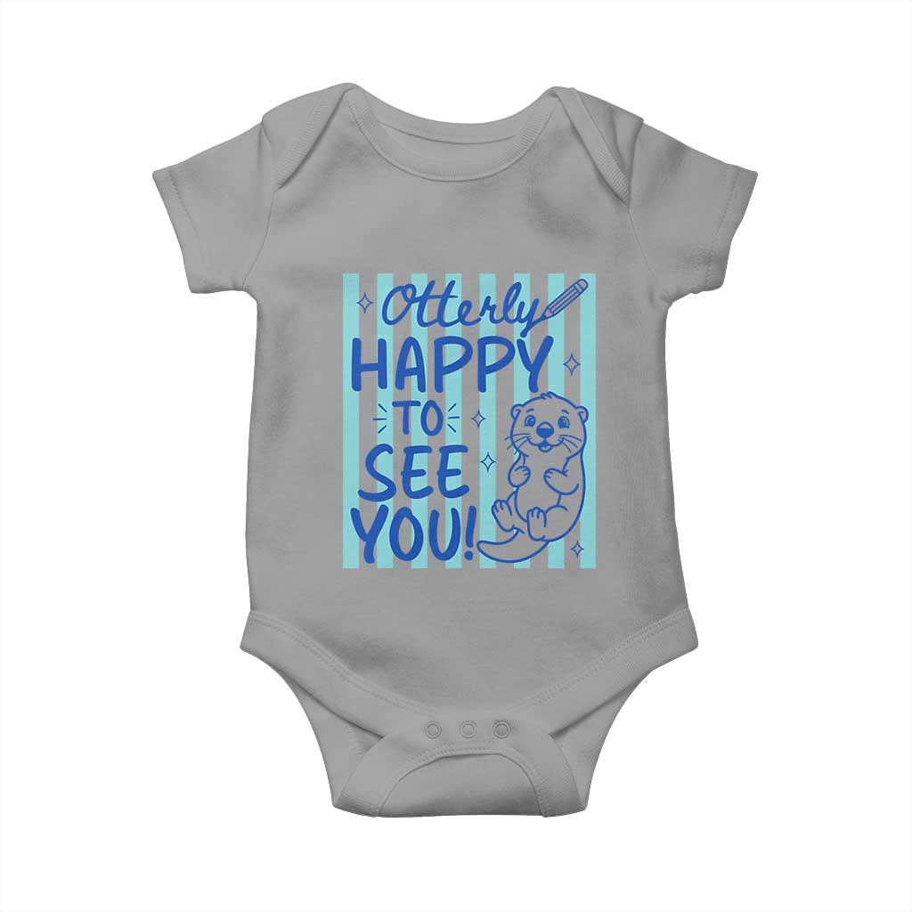 Cute Otter Pun Back To School Retro Preppy Baby Onesie Otterly Happy To See You