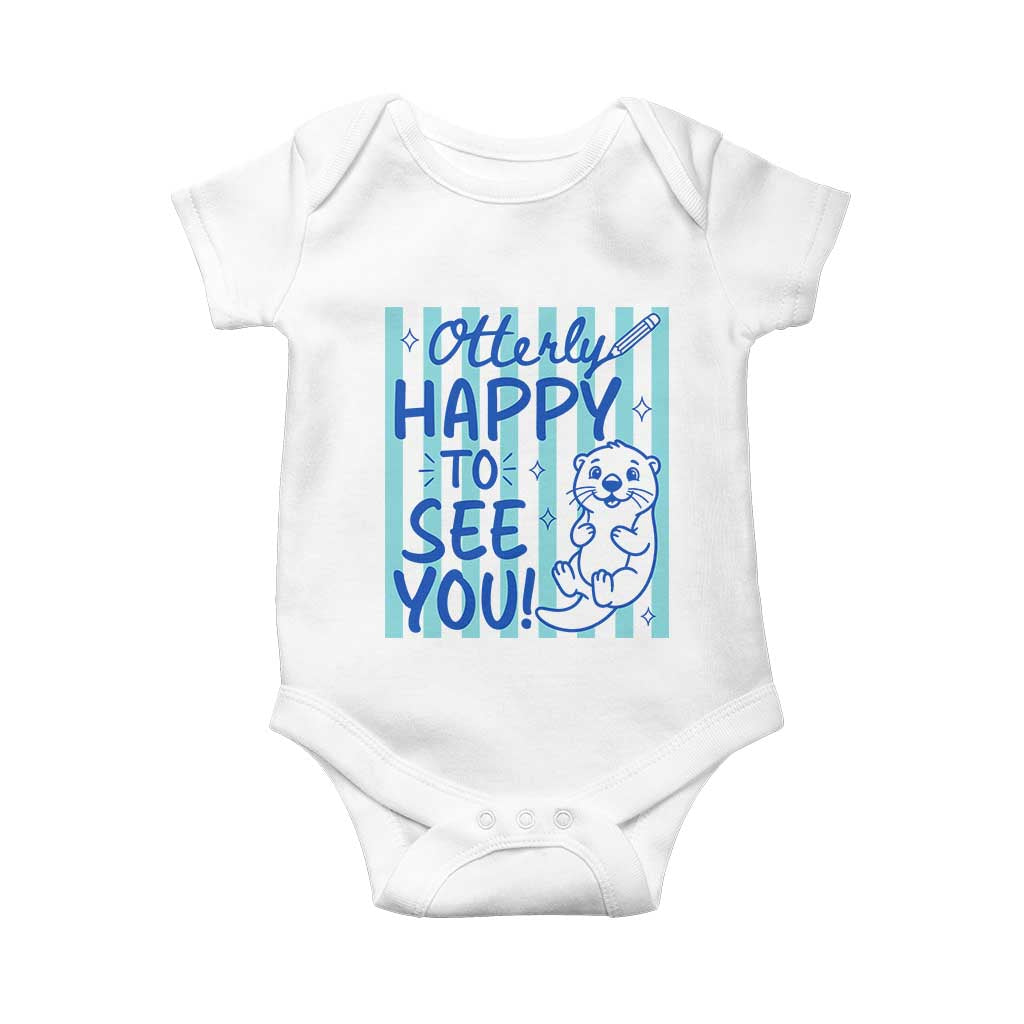 Cute Otter Pun Back To School Retro Preppy Baby Onesie Otterly Happy To See You