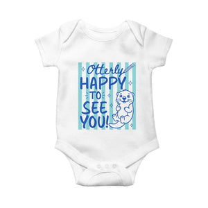 Cute Otter Pun Back To School Retro Preppy Baby Onesie Otterly Happy To See You