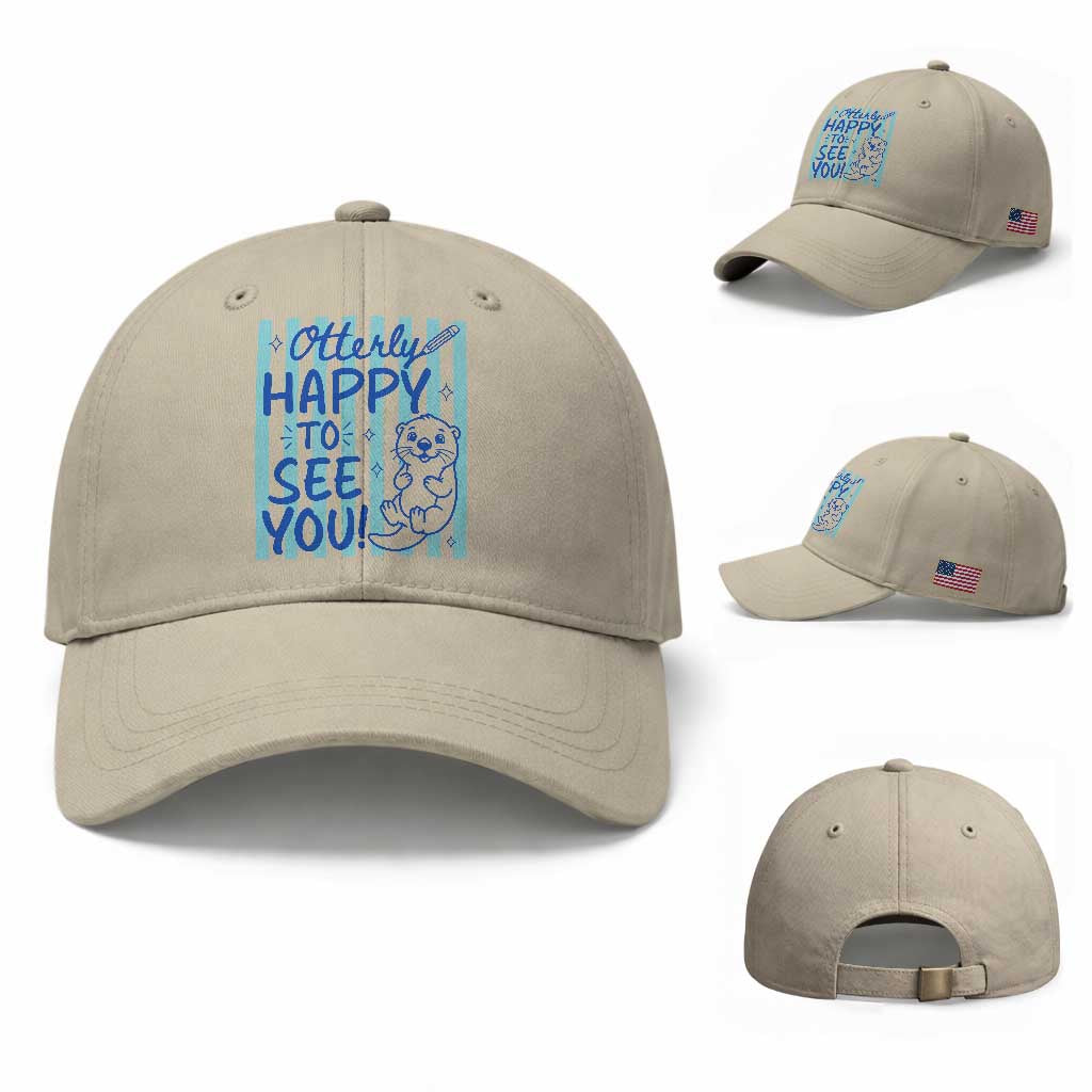 Cute Otter Pun Back To School Retro Preppy Baseball Cap Otterly Happy To See You