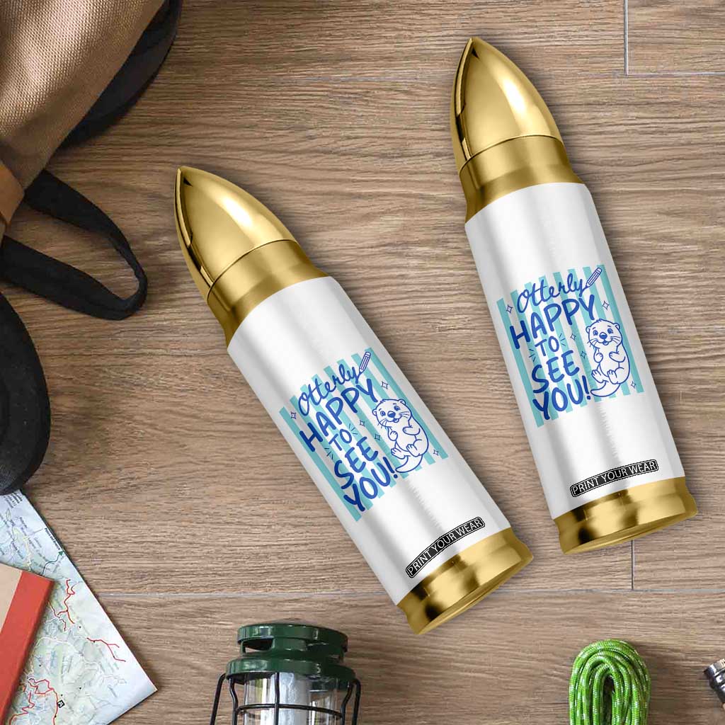 Cute Otter Pun Back To School Retro Preppy Bullet Tumbler Otterly Happy To See You