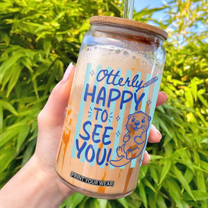Cute Otter Pun Back To School Retro Preppy Glass Can Otterly Happy To See You