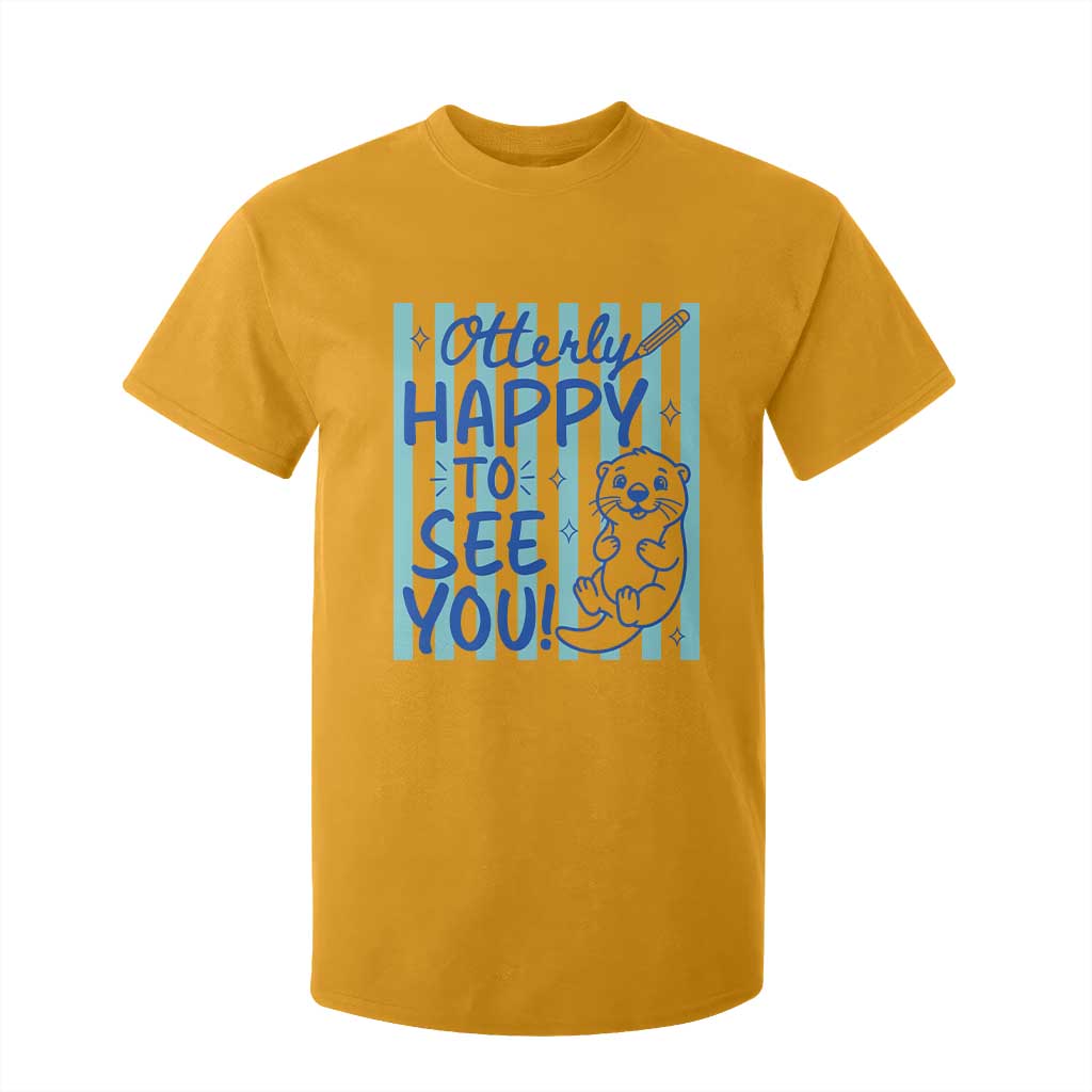 Cute Otter Pun Back To School Retro Preppy T Shirt For Kid Otterly Happy To See You