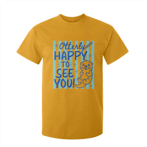 Cute Otter Pun Back To School Retro Preppy T Shirt For Kid Otterly Happy To See You