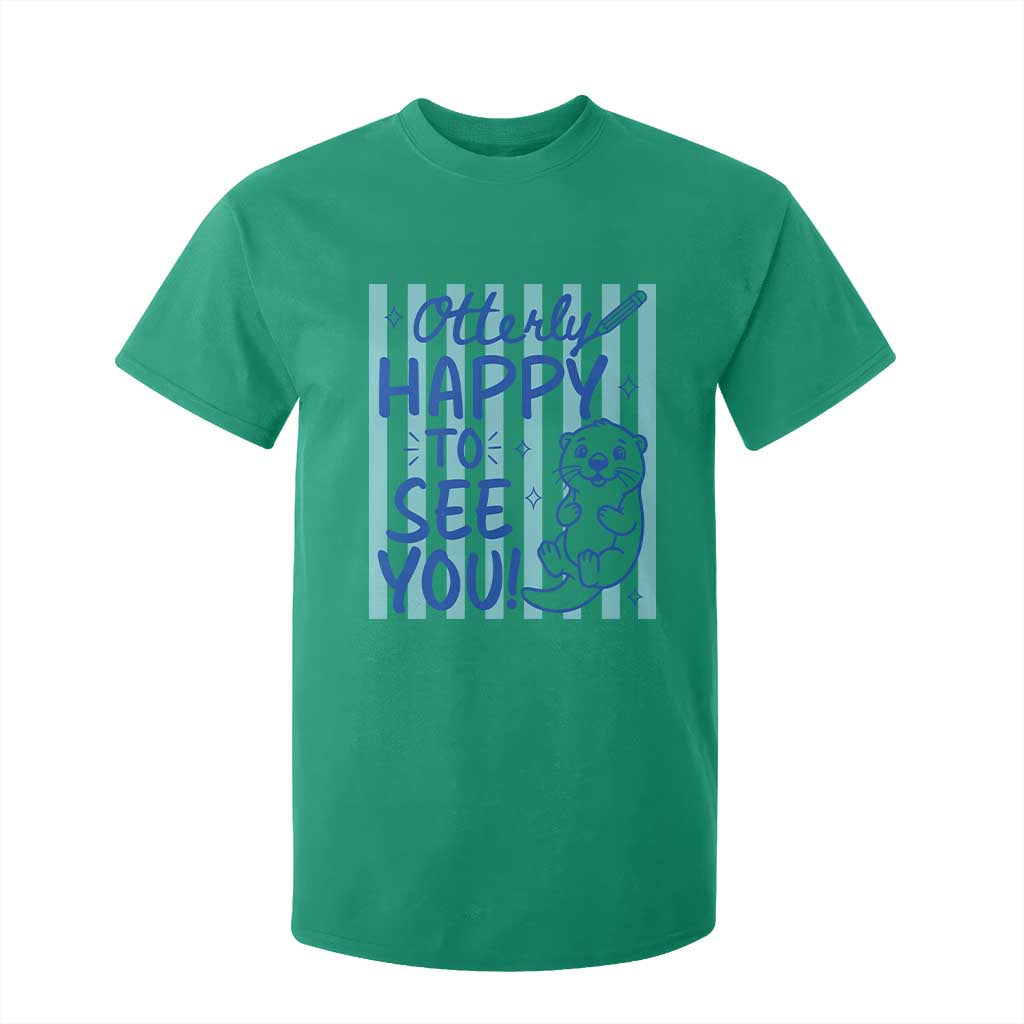 Cute Otter Pun Back To School Retro Preppy T Shirt For Kid Otterly Happy To See You
