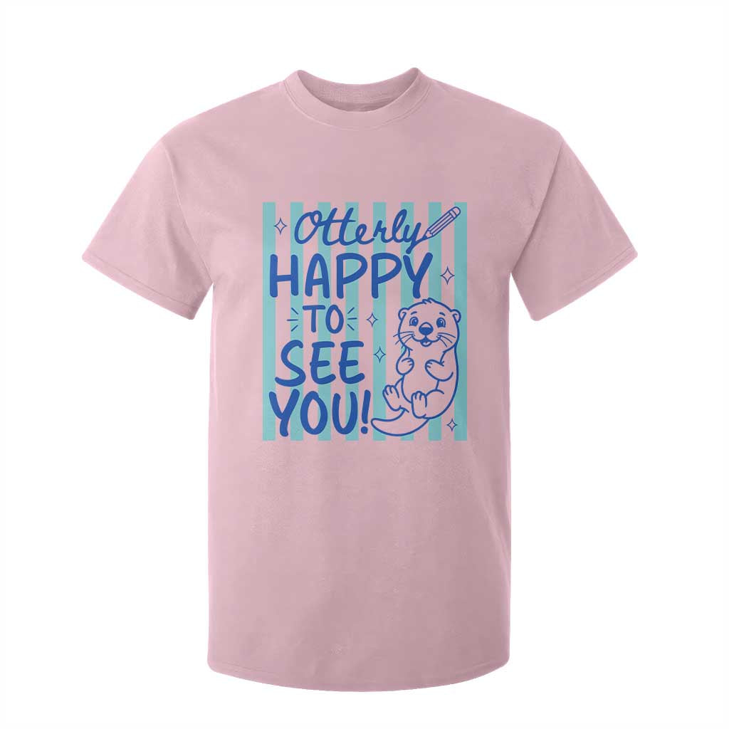 Cute Otter Pun Back To School Retro Preppy T Shirt For Kid Otterly Happy To See You