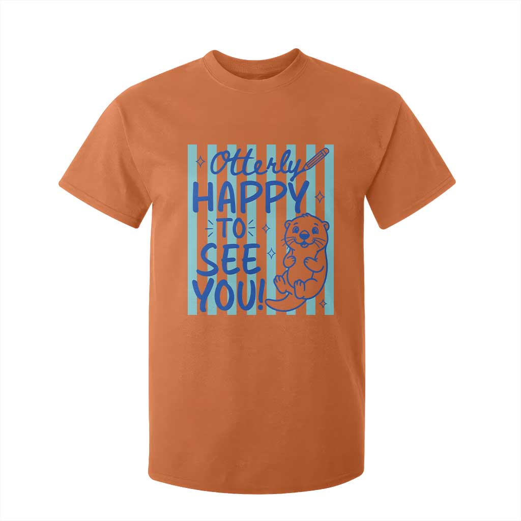Cute Otter Pun Back To School Retro Preppy T Shirt For Kid Otterly Happy To See You