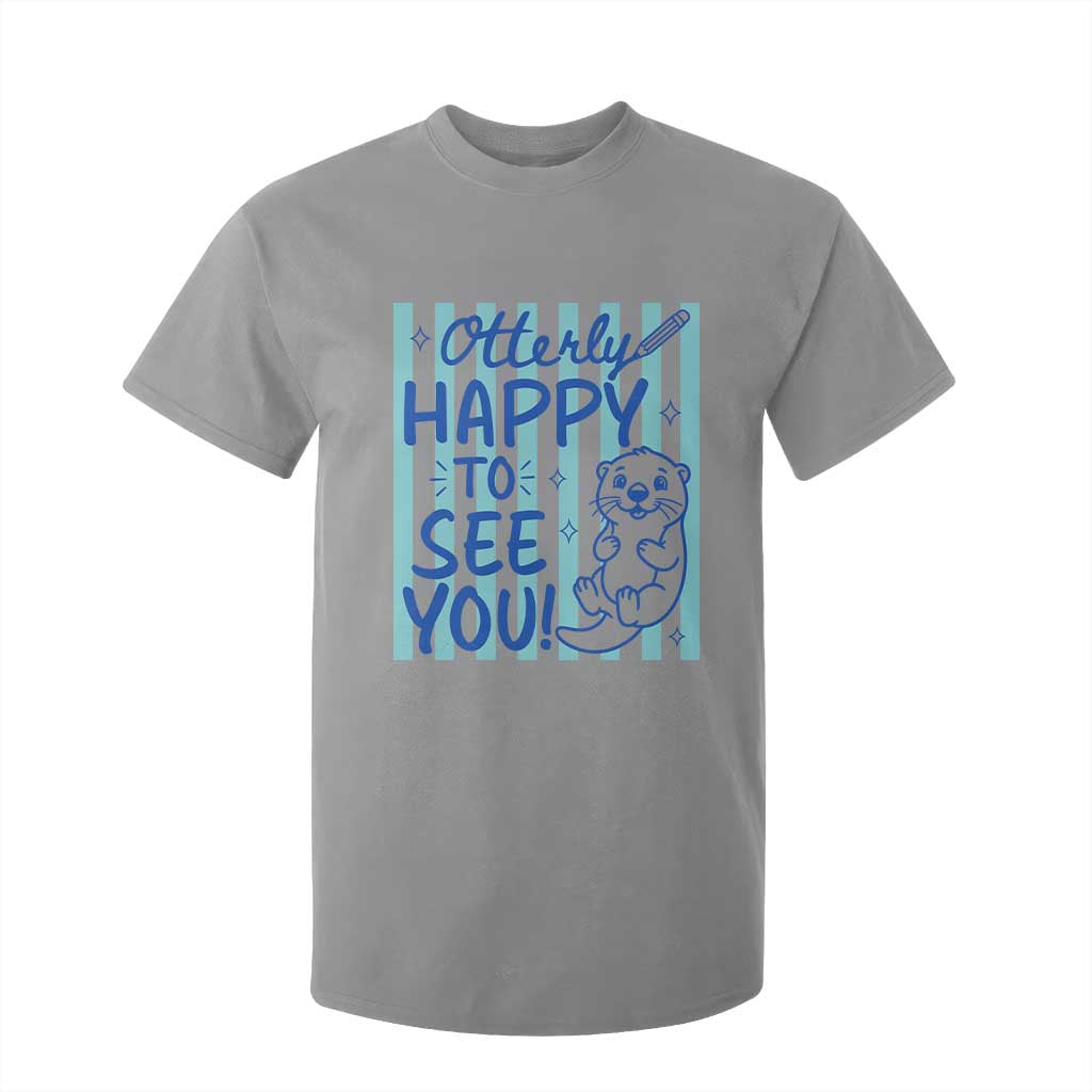 Cute Otter Pun Back To School Retro Preppy T Shirt For Kid Otterly Happy To See You