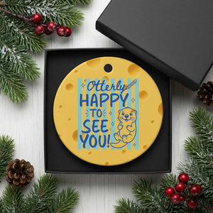 Cute Otter Pun Back To School Retro Preppy Ceramic Ornament Otterly Happy To See You