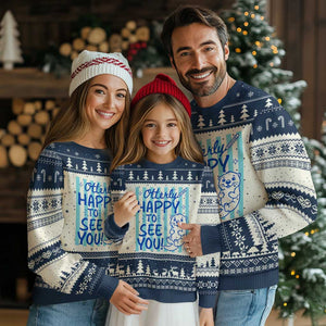 Cute Otter Pun Back To School Retro Preppy Ugly Christmas Sweater Otterly Happy To See You
