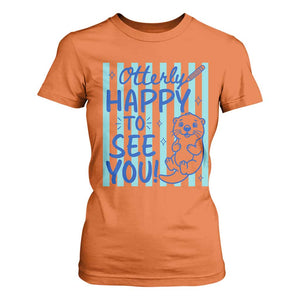 Cute Otter Pun Back To School Retro Preppy T Shirt For Women Otterly Happy To See You