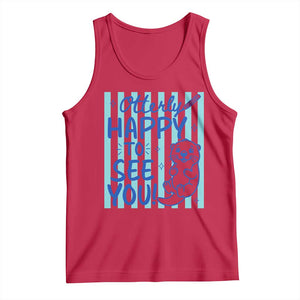 Cute Otter Pun Back To School Retro Preppy Tank Top Otterly Happy To See You