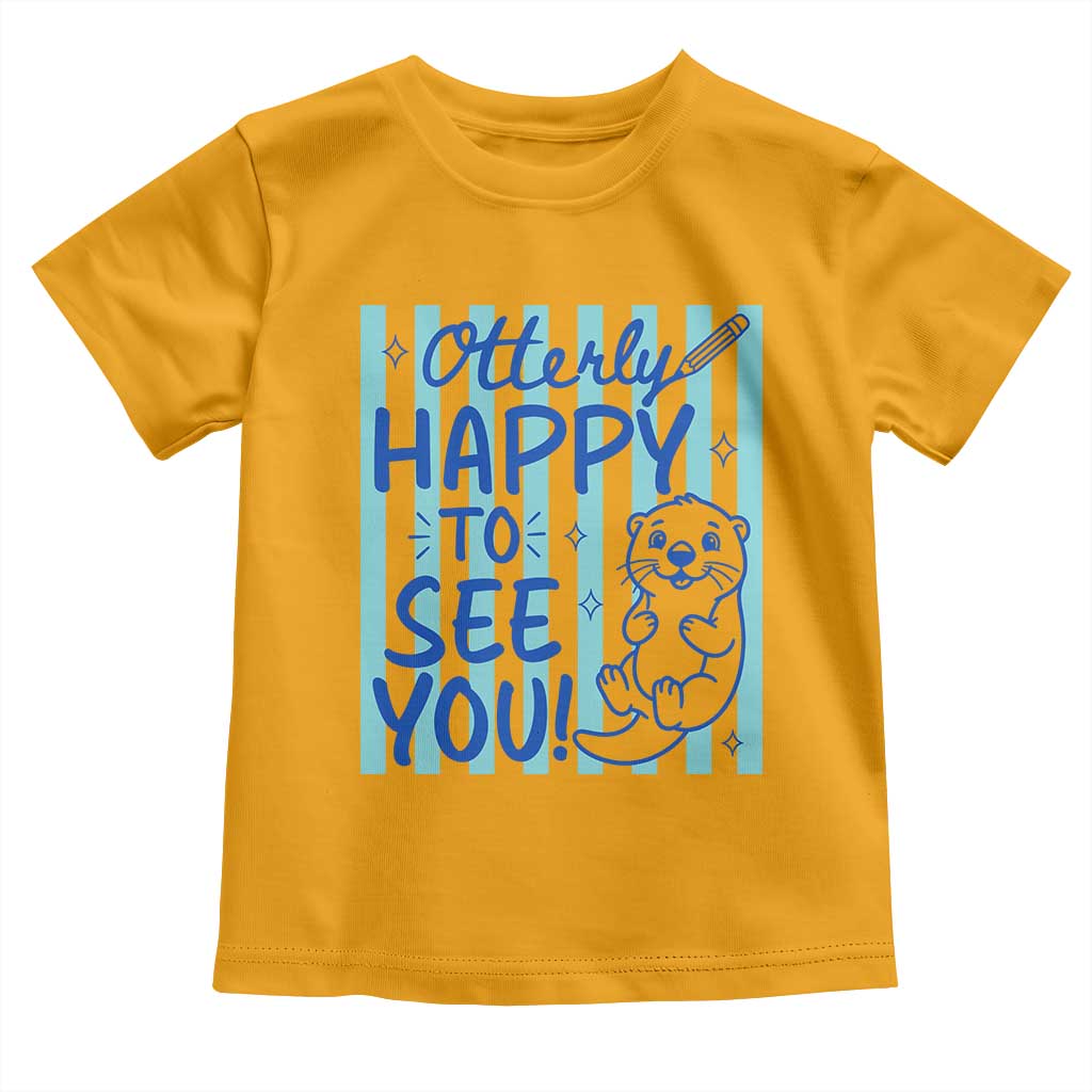 Cute Otter Pun Back To School Retro Preppy Toddler T Shirt Otterly Happy To See You