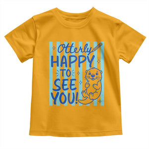Cute Otter Pun Back To School Retro Preppy Toddler T Shirt Otterly Happy To See You
