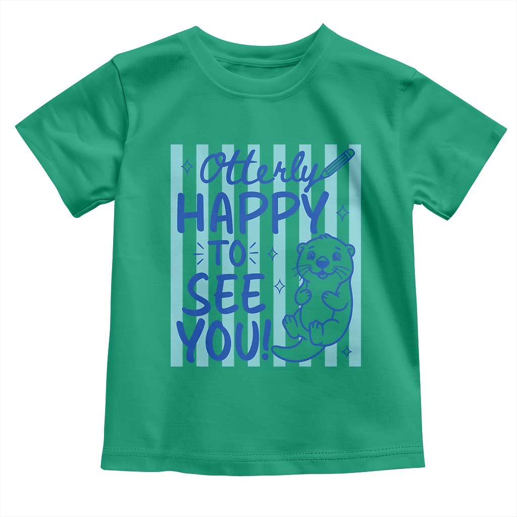 Cute Otter Pun Back To School Retro Preppy Toddler T Shirt Otterly Happy To See You