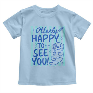 Cute Otter Pun Back To School Retro Preppy Toddler T Shirt Otterly Happy To See You