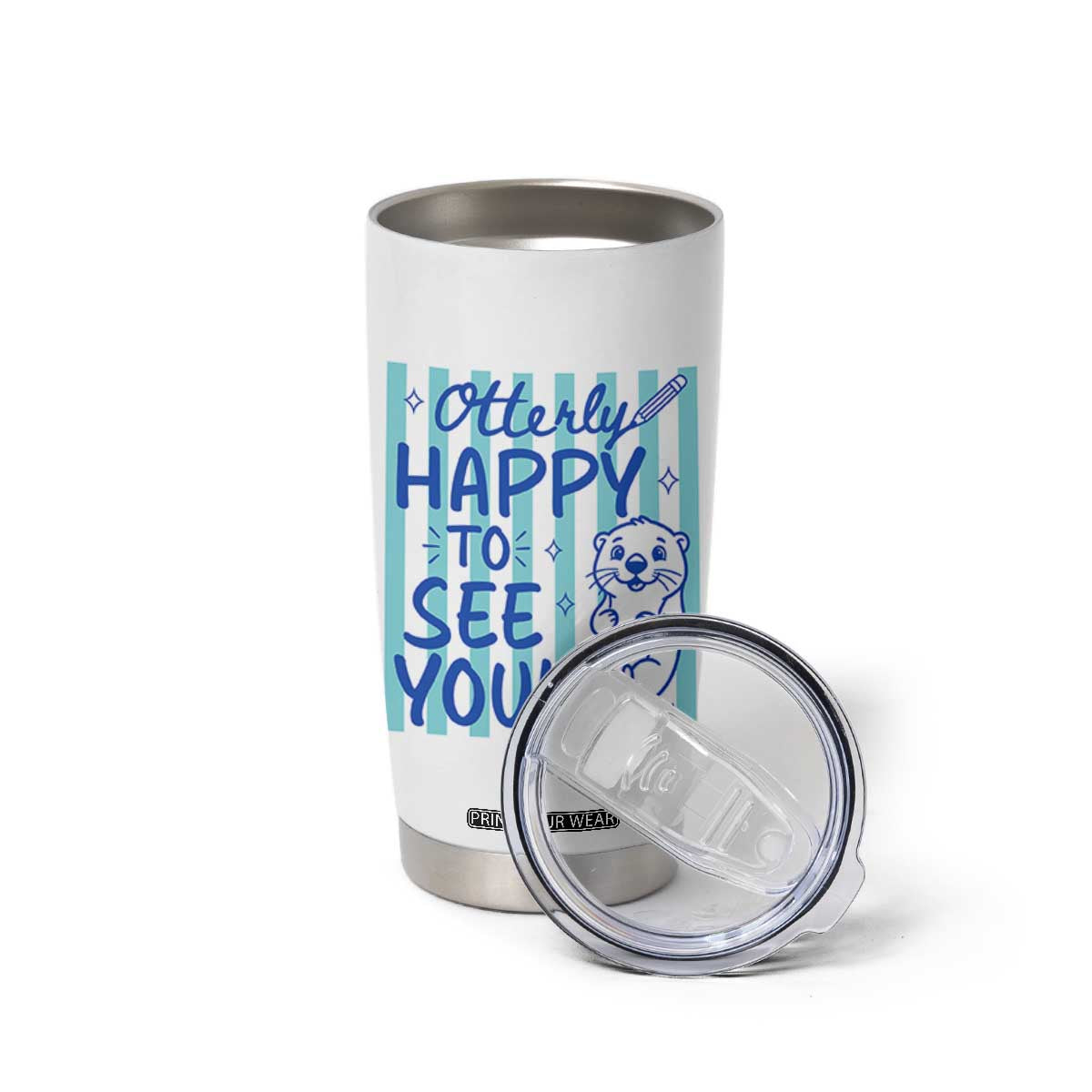 Cute Otter Pun Back To School Retro Preppy Tumbler Cup Otterly Happy To See You