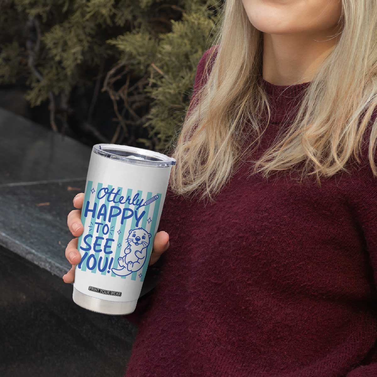 Cute Otter Pun Back To School Retro Preppy Tumbler Cup Otterly Happy To See You