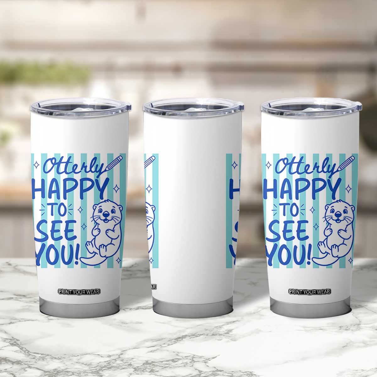 Cute Otter Pun Back To School Retro Preppy Tumbler Cup Otterly Happy To See You