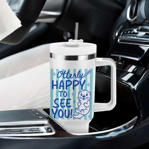 Cute Otter Pun Back To School Retro Preppy Tumbler With Handle Otterly Happy To See You