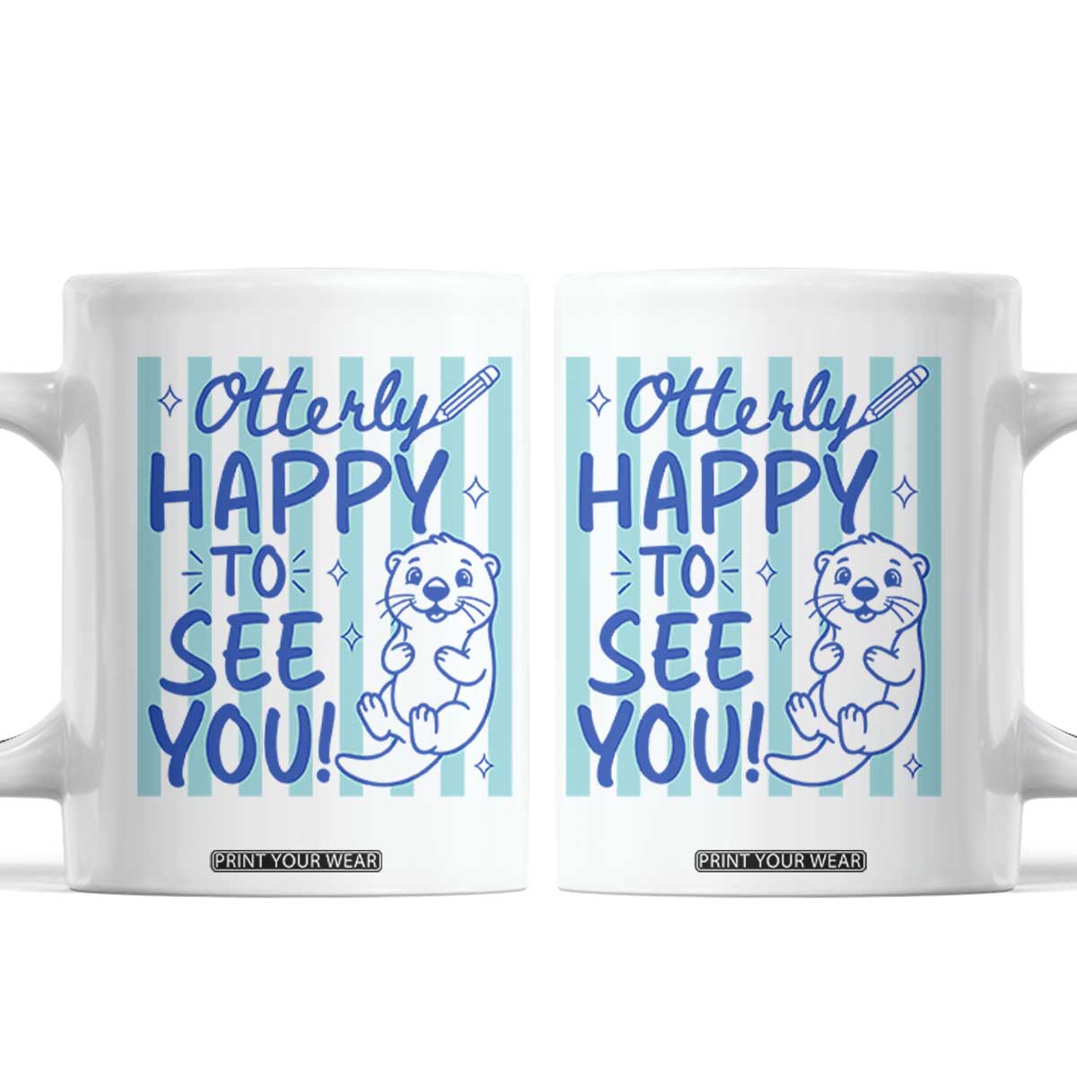 Cute Otter Pun Back To School Retro Preppy Coffee Mug Otterly Happy To See You