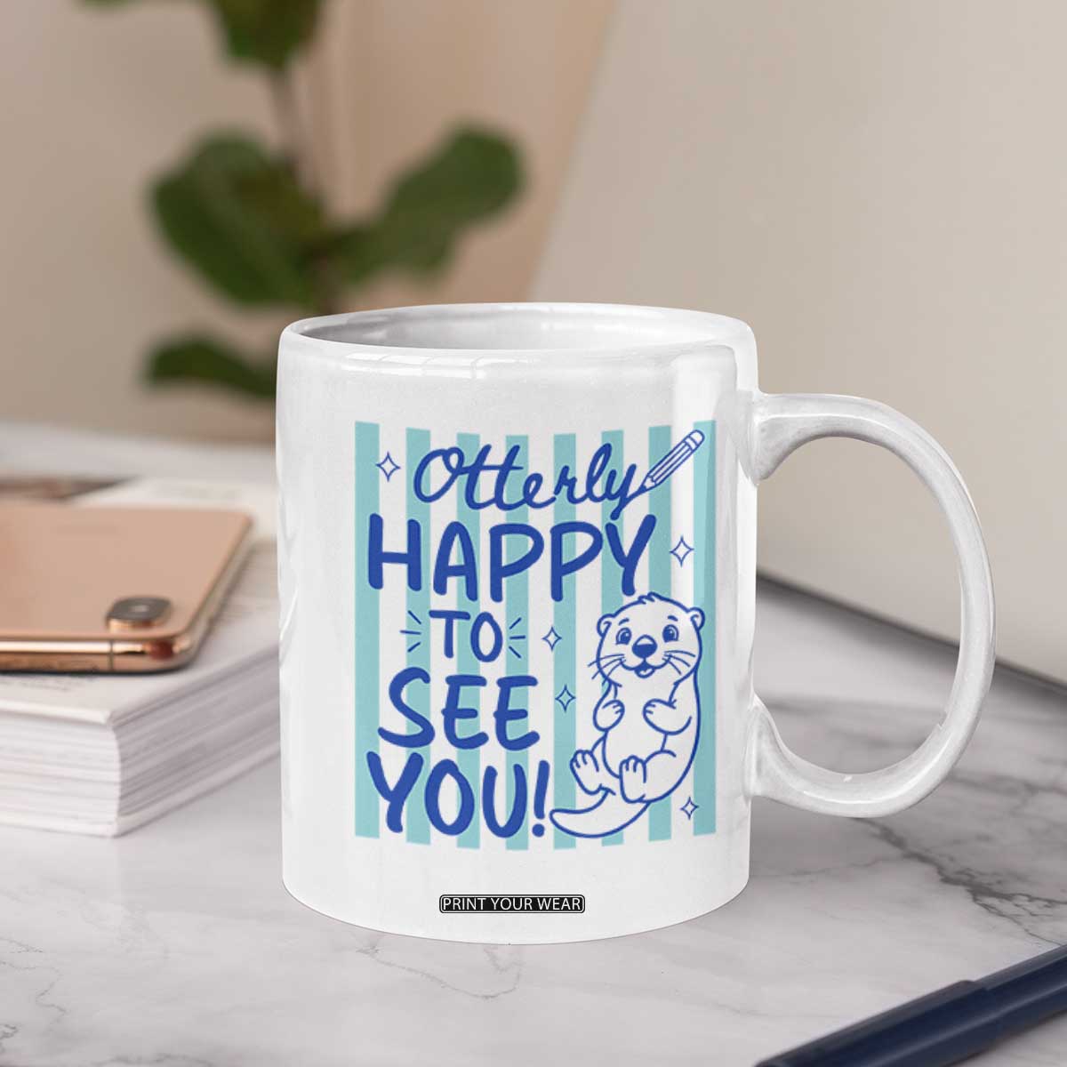 Cute Otter Pun Back To School Retro Preppy Coffee Mug Otterly Happy To See You
