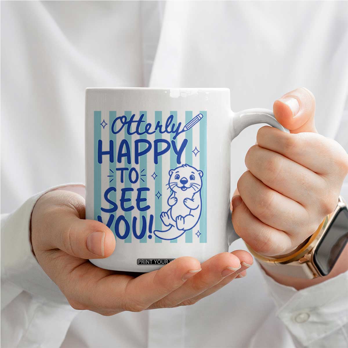 Cute Otter Pun Back To School Retro Preppy Coffee Mug Otterly Happy To See You