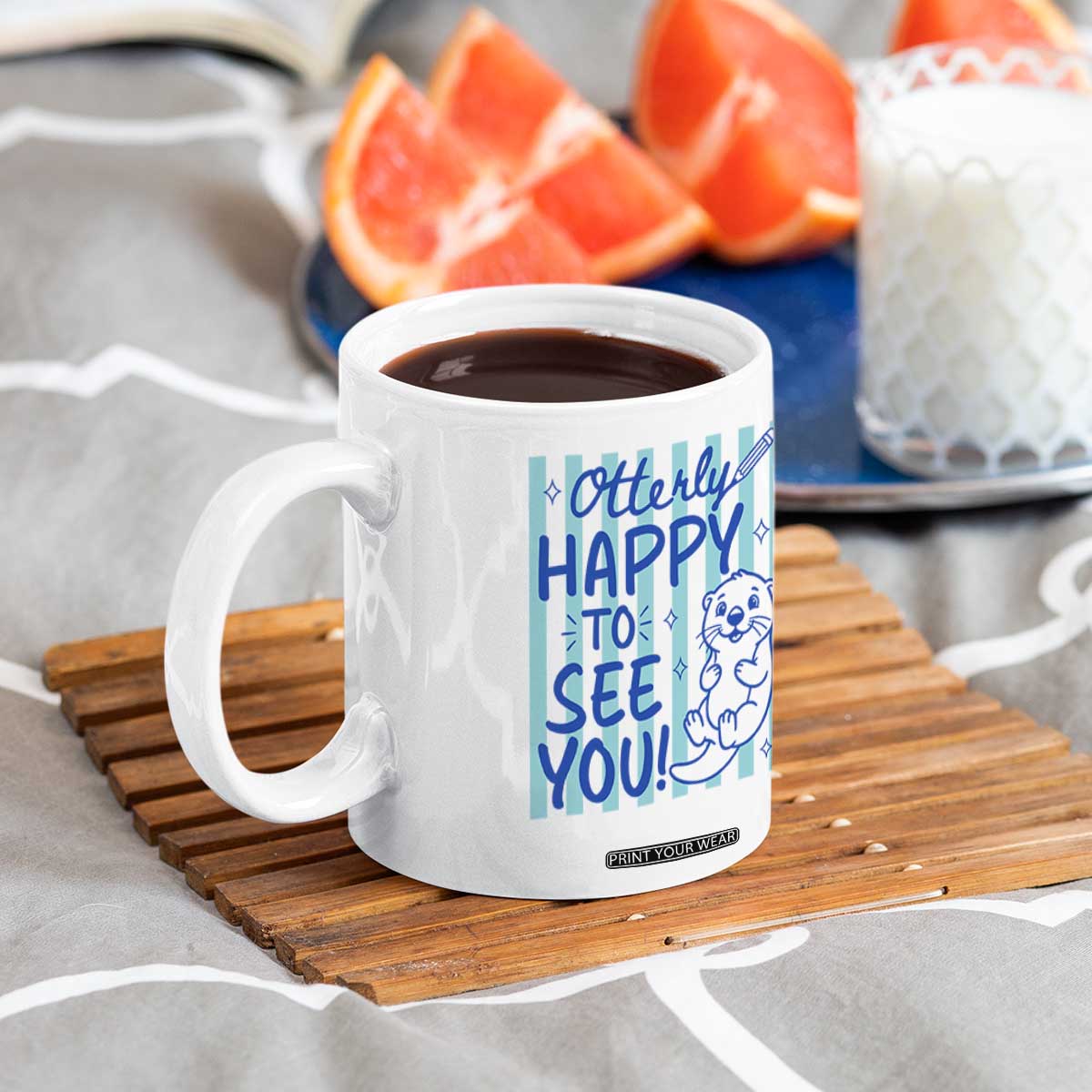 Cute Otter Pun Back To School Retro Preppy Coffee Mug Otterly Happy To See You
