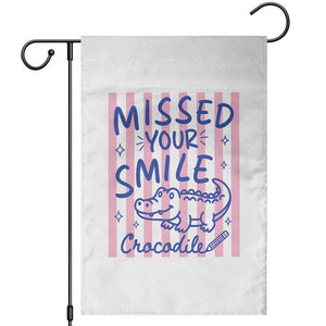 Cute Crocodile Pun Back To School Retro Preppy Garden Flag Missed Your Smile Crocodile