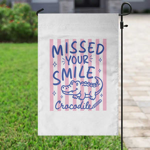 Cute Crocodile Pun Back To School Retro Preppy Garden Flag Missed Your Smile Crocodile