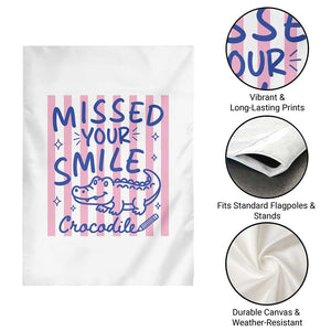 Cute Crocodile Pun Back To School Retro Preppy Garden Flag Missed Your Smile Crocodile