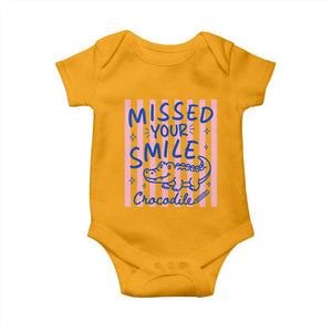 Cute Crocodile Pun Back To School Retro Preppy Baby Onesie Missed Your Smile Crocodile