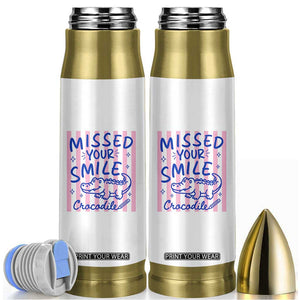 Cute Crocodile Pun Back To School Retro Preppy Bullet Tumbler Missed Your Smile Crocodile